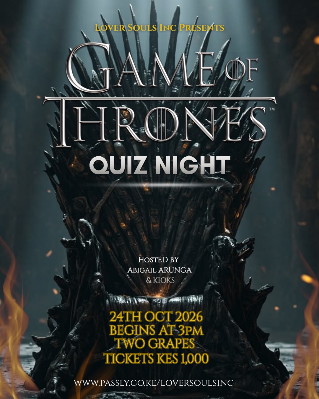 Game of Thrones Quiz Night poster